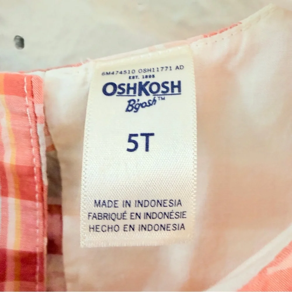 Oshkosh pale pink plaid ruffle dress